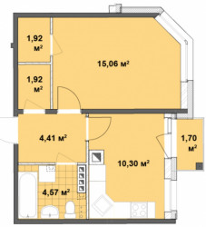 Однокомнатная квартира 38.18 м²