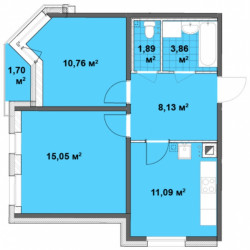 Двухкомнатная квартира 50.78 м²